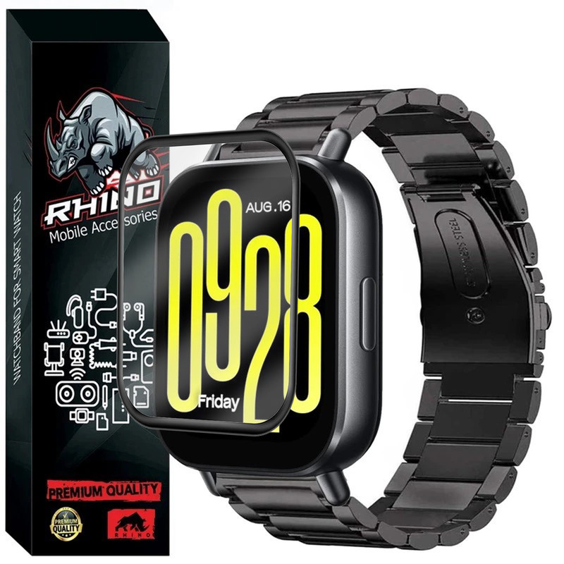 محافظ صفحه نمایش راینو مدل PMA-3BID مناسب برای ساعت هوشمند شیائومی Redmi Watch 5 Active به همراه بند