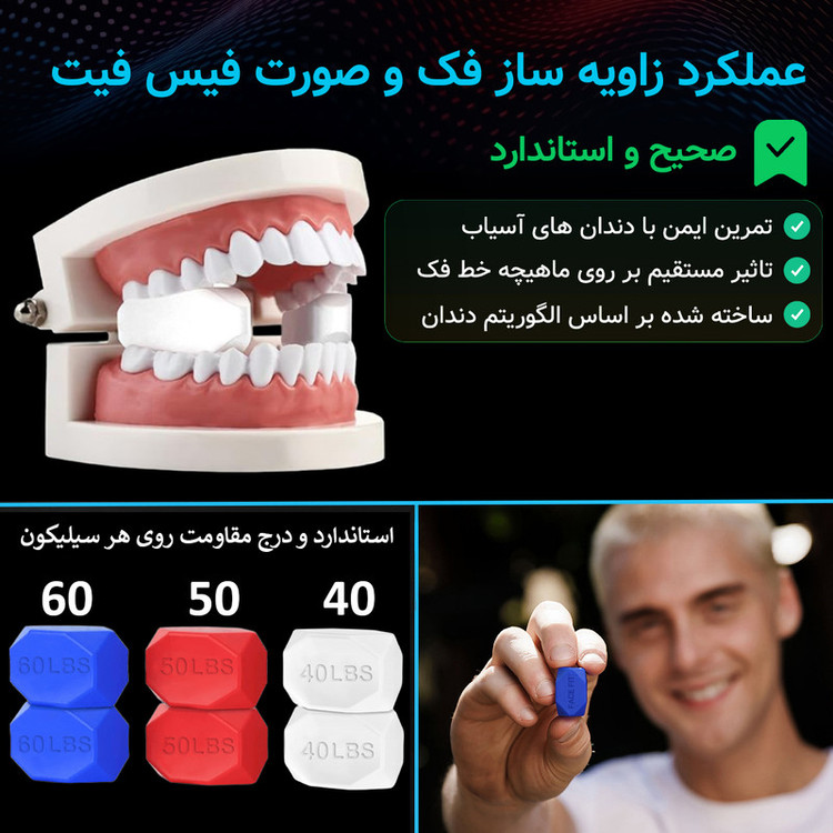 دستگاه زاویه ساز فک و صورت مدل JAWLINE EXERCISER 3 LEVELS بسته 6 عددی