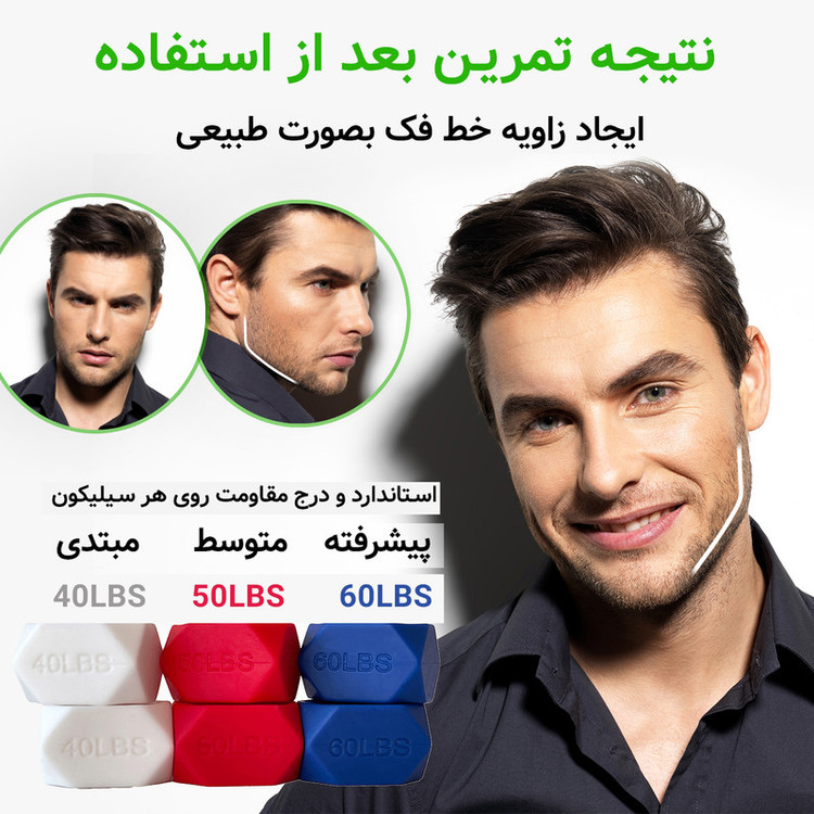 دستگاه زاویه ساز فک و صورت مدل JAWLINE EXERCISER 3 LEVELS بسته 6 عددی