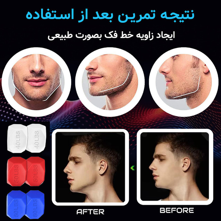 دستگاه زاویه ساز فک و صورت مدل JAWLINE EXERCISER 3 LEVELS بسته 6 عددی