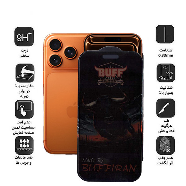 محافظ صفحه نمایش حریم شخصی بوف مدل BullRun Privacy Pro-Guarantee مناسب برای گوشی موبایل اپل iPhone 17 Pro / 17 / 16 Pro