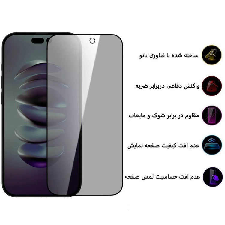 محافظ صفحه نمایش حریم شخصی بوف مدل Privacy Guarantee مناسب برای گوشی موبایل اپل iPhone 17 Pro
