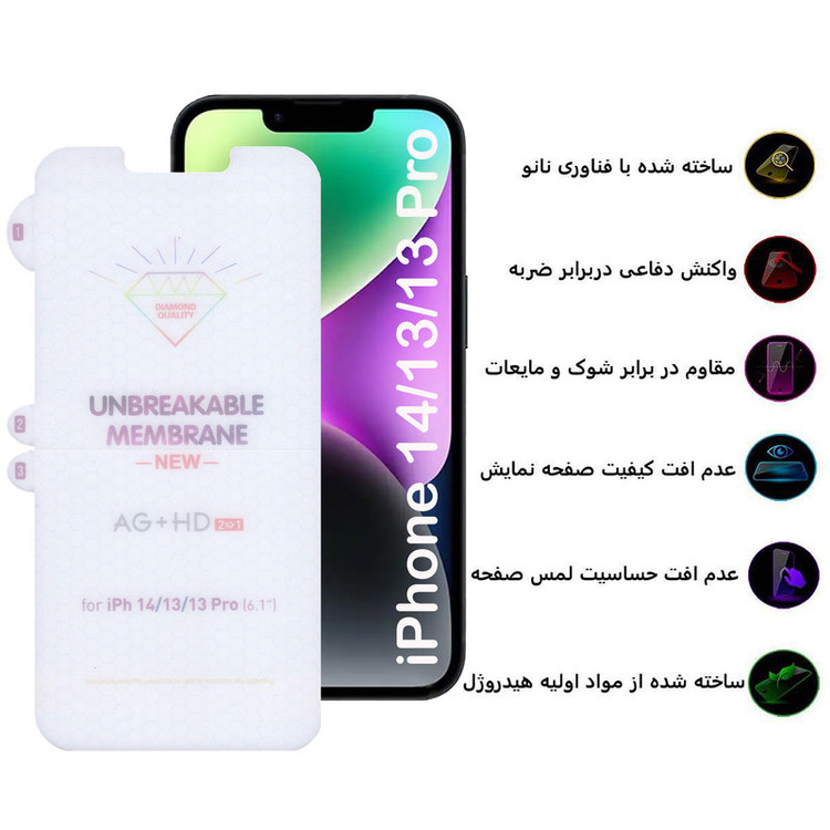 محافظ صفحه نمایش بوف مدل Hydrogel-Double-G مناسب برای گوشی موبایل اپل iPhone 14 / 13 / 13 Pro