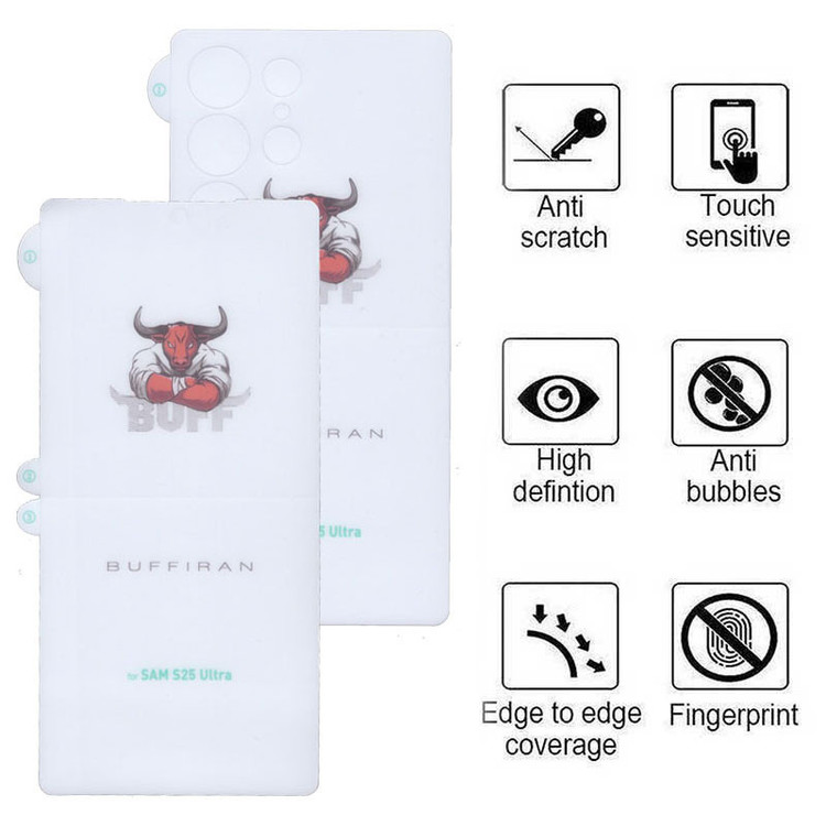 محافظ صفحه نمایش بوف مدل HydroBull-G مناسب برای گوشی موبایل سامسونگ Galaxy S25 Ultra به همراه محافظ پشت گوشی