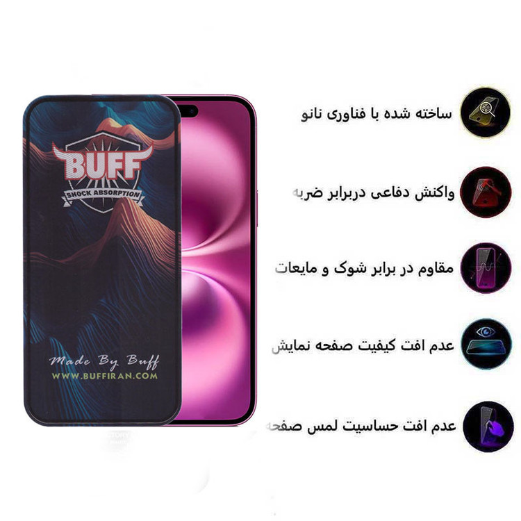 محافظ صفحه نمایش 5D بوف مدل Mountain-G مناسب برای گوشی موبایل اپل iPhone 16 Plus