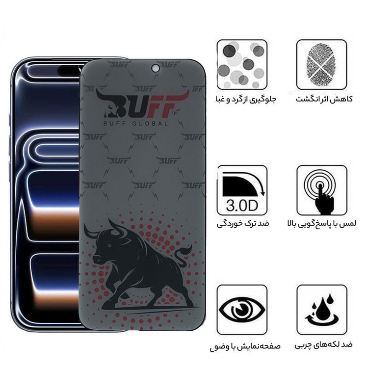 محافظ صفحه نمایش بوف مدل Fighter Pro مناسب برای گوشی موبایل اپل iPhone 17 Pro Max