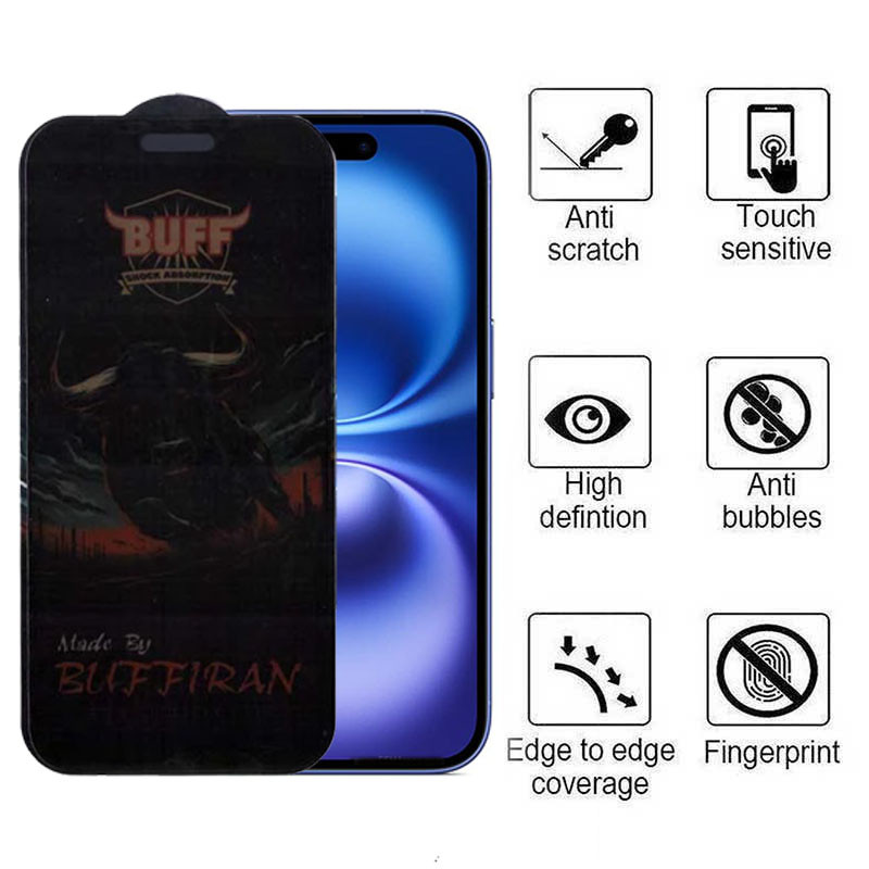محافظ صفحه نمایش حریم شخصی بوف مدل BullRun Privacy Pro-G مناسب برای گوشی موبایل اپل iPhone 16/15