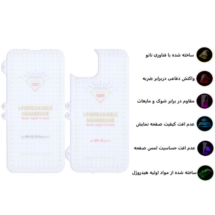محافظ صفحه نمایش بوف مدل Hg01 مناسب برای گوشی موبایل اپل Iphone 13 به همراه محافظ پشت گوشی
