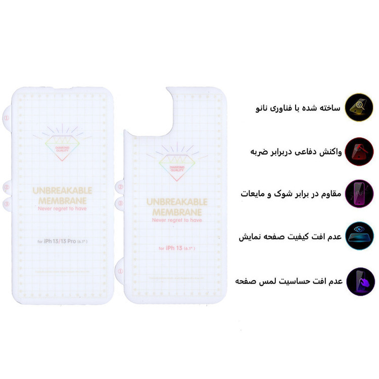 محافظ صفحه نمایش بوف مدل Hg01 مناسب برای گوشی موبایل اپل Iphone 13 به همراه محافظ پشت گوشی