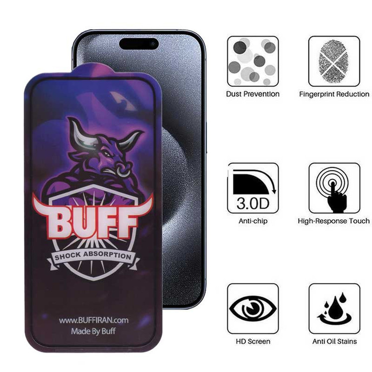 محافظ صفحه نمایش بوف مدل 5D Buffer-G مناسب برای گوشی موبایل اپل iPhone 15 Pro