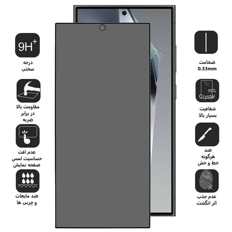 محافظ صفحه نمایش حریم شخصی بوف مدل Privacy-G مناسب برای گوشی موبایل سامسونگ Galaxy S24 Ultra