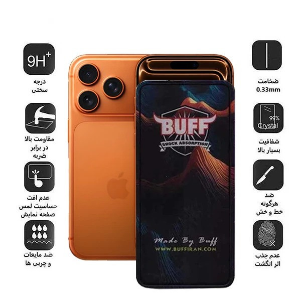 محافظ صفحه نمایش 5D بوف مدل Mountain-Guarantee مناسب برای گوشی موبایل اپل iPhone 17 Pro / 17 / 16 Pro