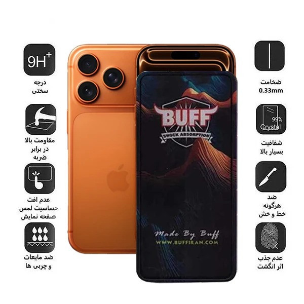 محافظ صفحه نمایش 5D بوف مدل Mountain-Guarantee مناسب برای گوشی موبایل اپل iPhone 17 Pro / 17 / 16 Pro