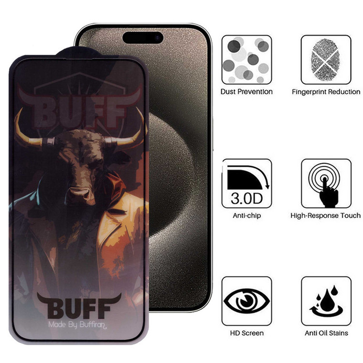 محافظ صفحه نمایش بوف مدل 5D Buffer-G مناسب برای گوشی موبایل اپل iPhone 15 Pro Max
