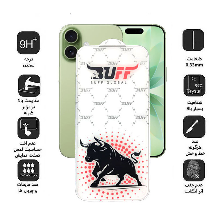 محافظ صفحه نمایش بوف مدل Fighter Clear Edge-Guarantee مناسب برای گوشی موبایل اپل iPhone 17 Pro/ 17/ 16 Pro