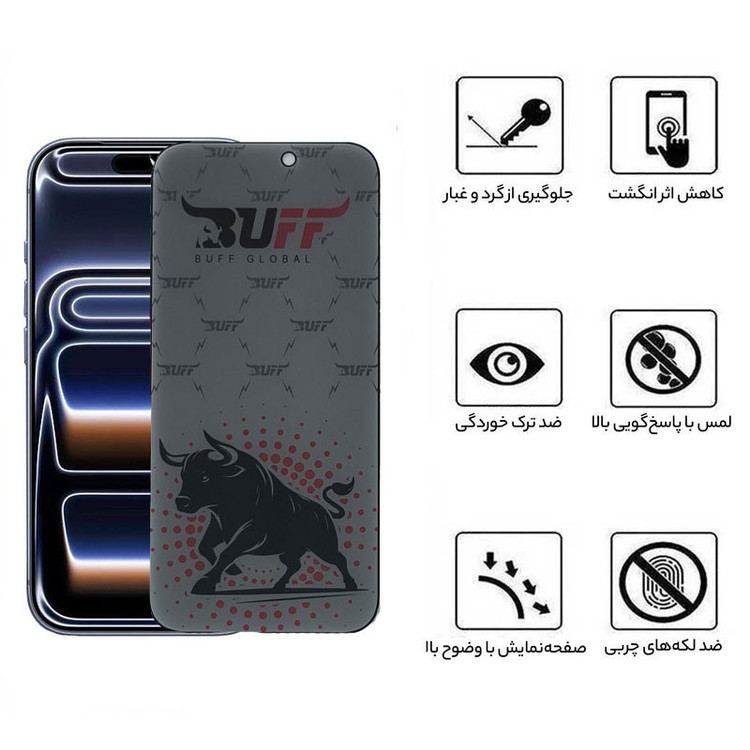 محافظ صفحه نمایش حریم شخصی بوف مدل Fighter Pri Pro-Guarantee مناسب برای گوشی موبایل اپل iPhone 17 Pro/ 17/ 16 Pro