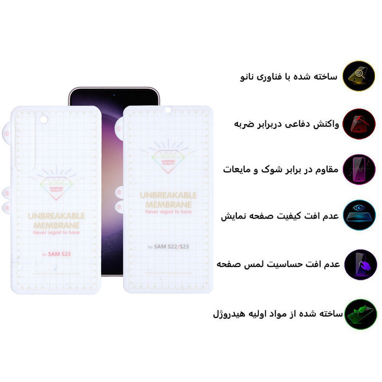 محافظ صفحه نمایش بوف مدل Hydrogel-G مناسب برای گوشی موبایل سامسونگ Galaxy S23 به همراه محافظ پشت گوشی