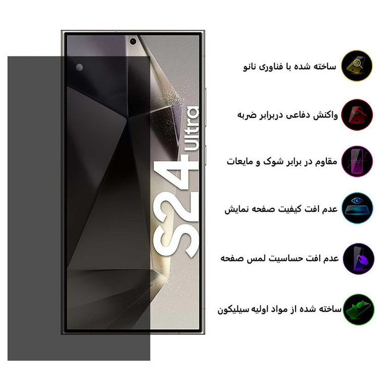 محافظ صفحه نمایش حریم شخصی بوف مدل Silicone-Privacy-G مناسب برای گوشی موبایل سامسونگ Galaxy S24 Ultra