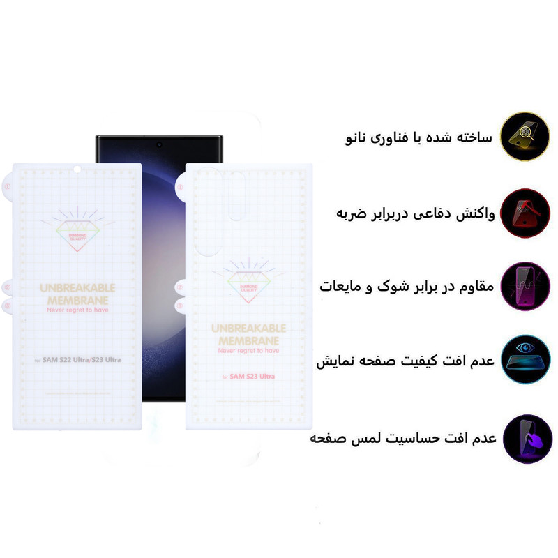 محافظ صفحه نمایش بوف مدل Hydrogel-G مناسب برای گوشی موبایل سامسونگ Galaxy S23 Ultra به همراه محافظ پشت گوشی