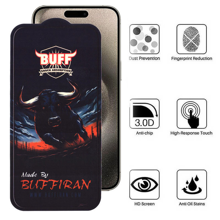 محافظ صفحه نمایش بوف مدل BullRun Crystal Pro-G مناسب برای گوشی موبایل اپل iPhone 15 Pro Max
