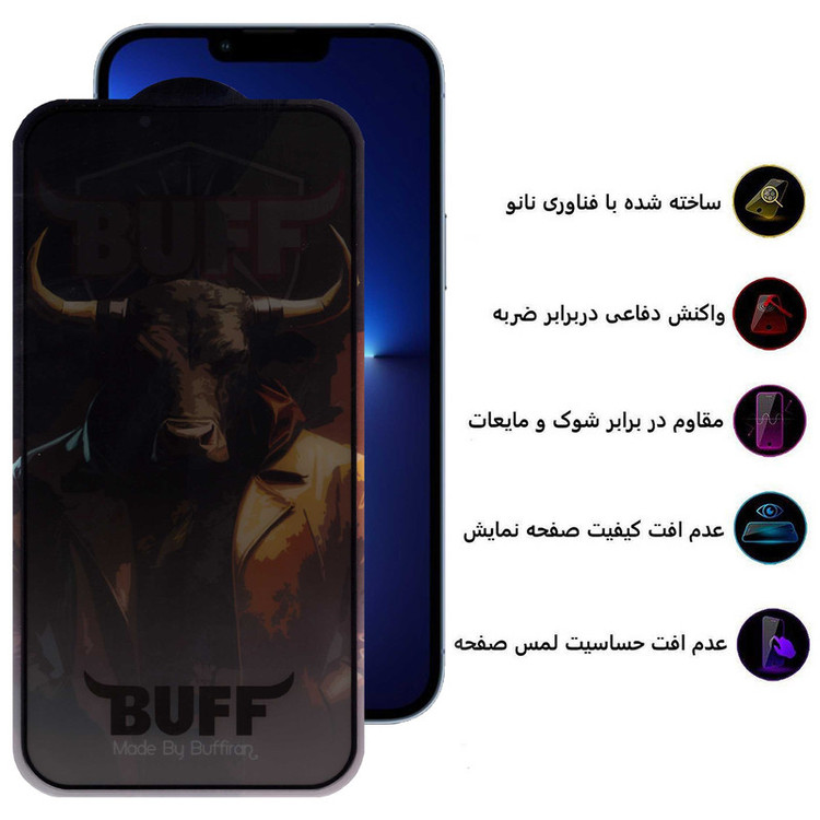 محافظ صفحه نمایش حریم شخصی بوف مدل Privacy Pro Plus-G مناسب برای گوشی موبایل اپل iPhone 13 Pro Max / 14 Plus