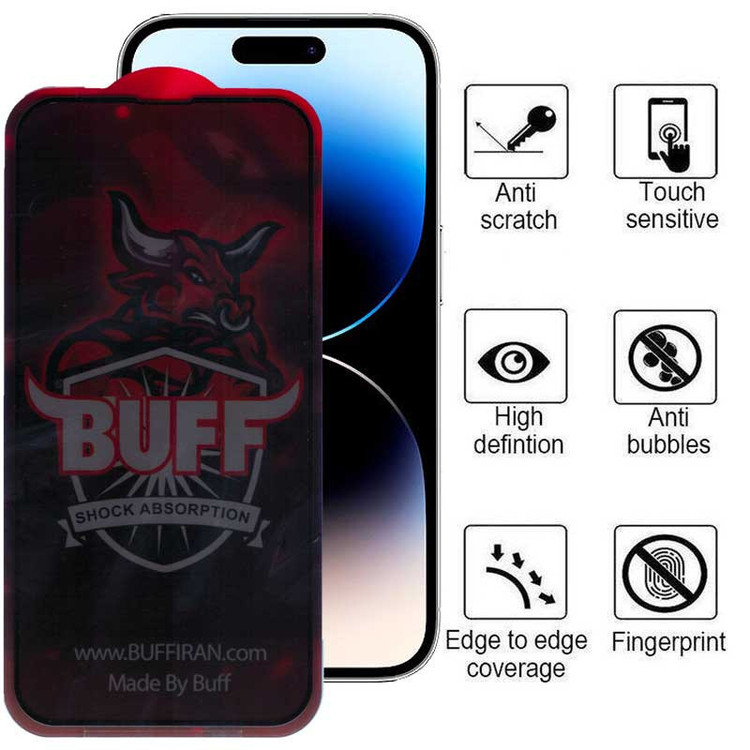 محافظ صفحه نمایش حریم شخصی بوف مدل Privacy Pro Plus-G مناسب برای گوشی موبایل اپل iPhone 16e / 14 / 13 Pro / 13
