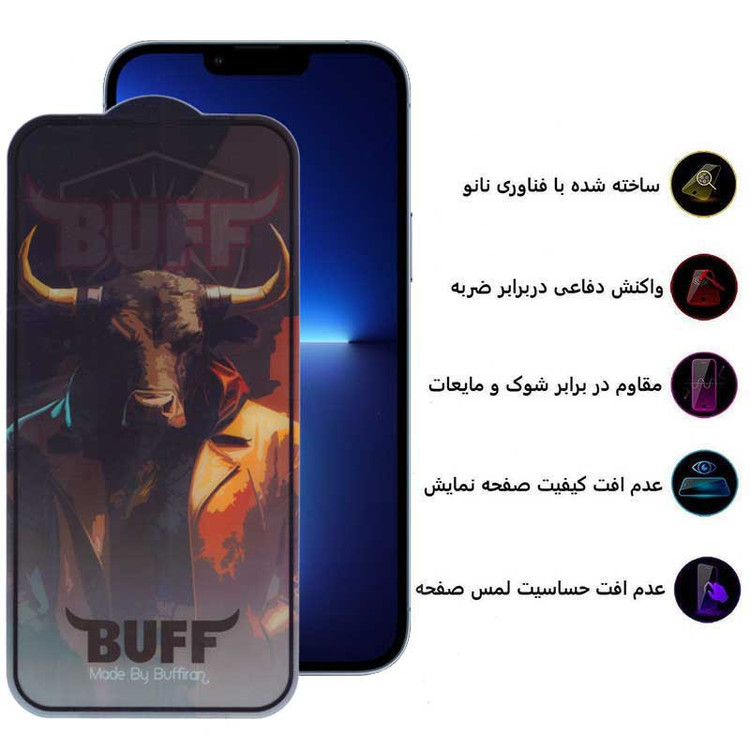 محافظ صفحه نمایش بوف مدل 5D Buffer-G مناسب برای گوشی موبایل اپل iPhone 13 Pro Max / 14 Plus