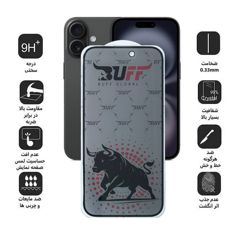 محافظ صفحه نمایش حریم شخصی بوف مدل Fighter Pri Pro-Guarantee مناسب برای گوشی موبایل اپل iPhone 16/ 15/ 14 Pro