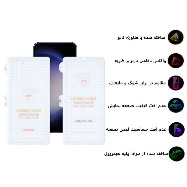 محافظ صفحه نمایش بوف مدل Hydrogel-G مناسب برای گوشی موبایل سامسونگ Galaxy S23 Plus به همراه محافظ پشت گوشی