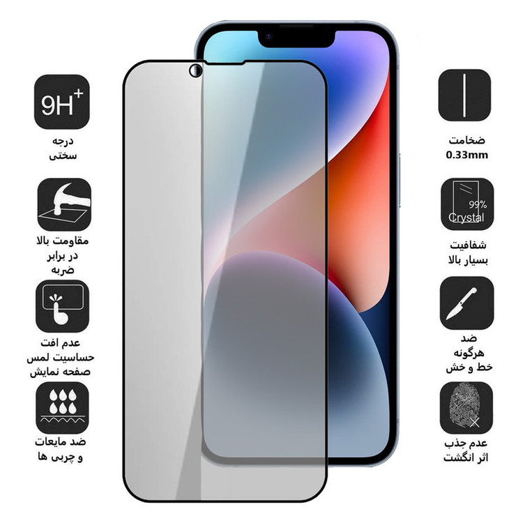 محافظ صفحه نمایش حریم شخصی بوف مدل Privacy-G مناسب برای گوشی موبایل اپل Iphone 14 Plus