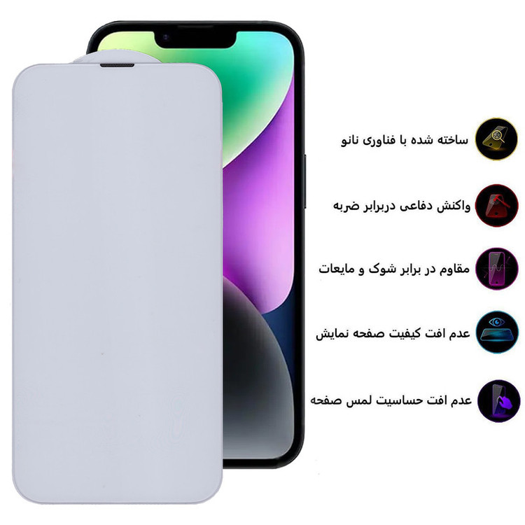 محافظ صفحه نمایش بوف مدل 5D Plus-G مناسب برای گوشی موبایل اپل Iphone 14