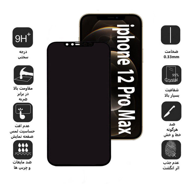 محافظ صفحه نمایش حریم شخصی بوف مدل Pr33 مناسب برای گوشی موبایل اپل Iphone 12 Pro Max