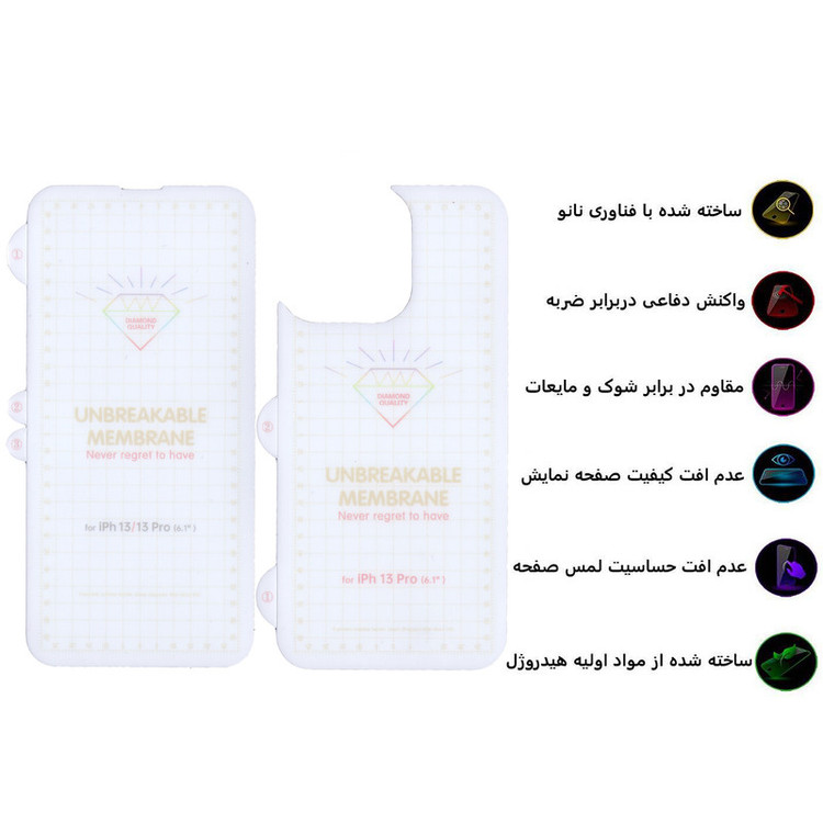 محافظ صفحه نمایش بوف مدل Hg01 مناسب برای گوشی موبایل اپل Iphone 13 Pro به همراه محافظ پشت گوشی