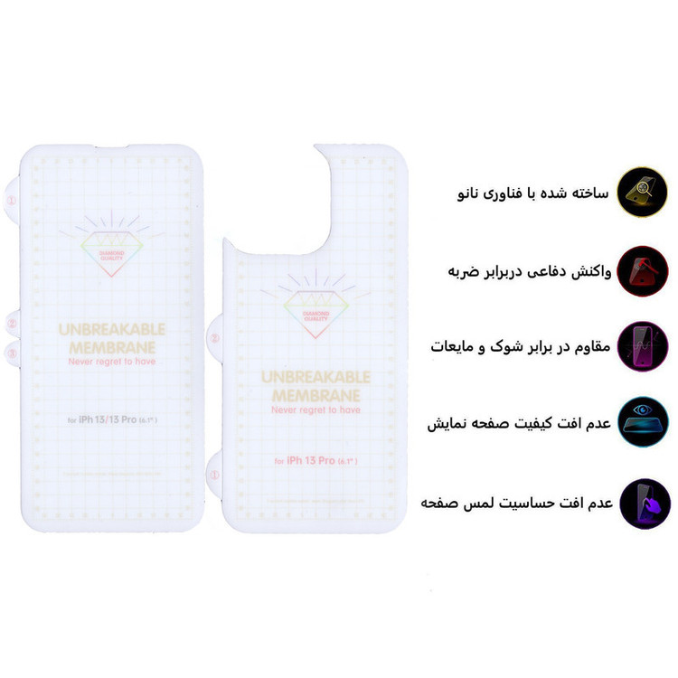 محافظ صفحه نمایش بوف مدل Hg01 مناسب برای گوشی موبایل اپل Iphone 13 Pro به همراه محافظ پشت گوشی