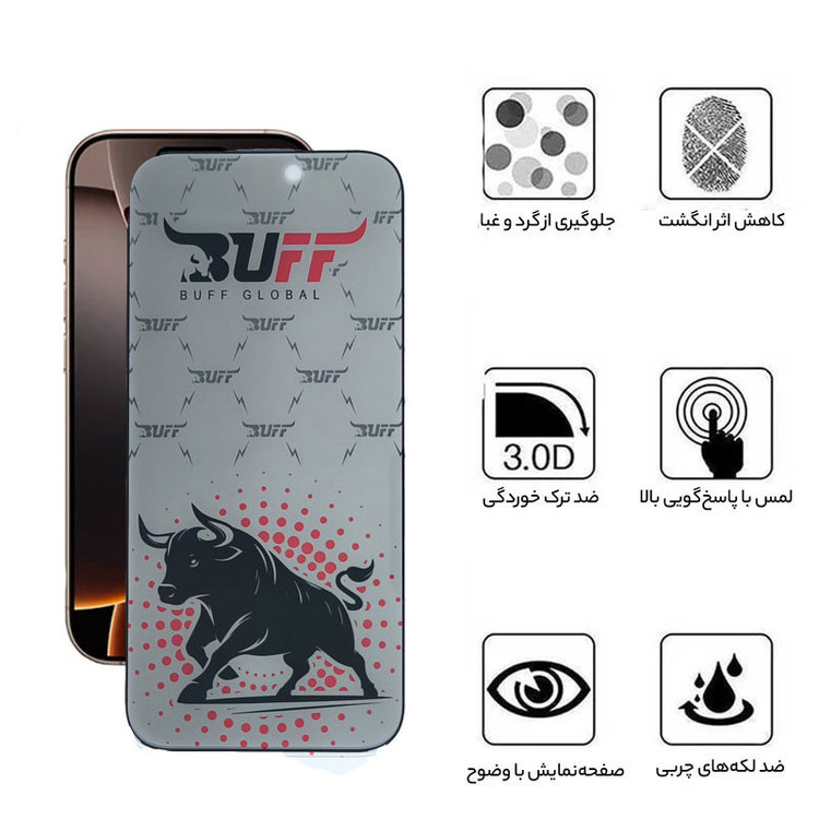 محافظ صفحه نمایش حریم شخصی بوف مدل Fighter Pri Pro مناسب برای گوشی موبایل اپل iPhone 16 Pro Max