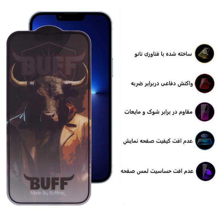 محافظ صفحه نمایش 5D بوف مدل Matte Pro-G مناسب برای گوشی موبایل اپل iPhone 13 Pro Max