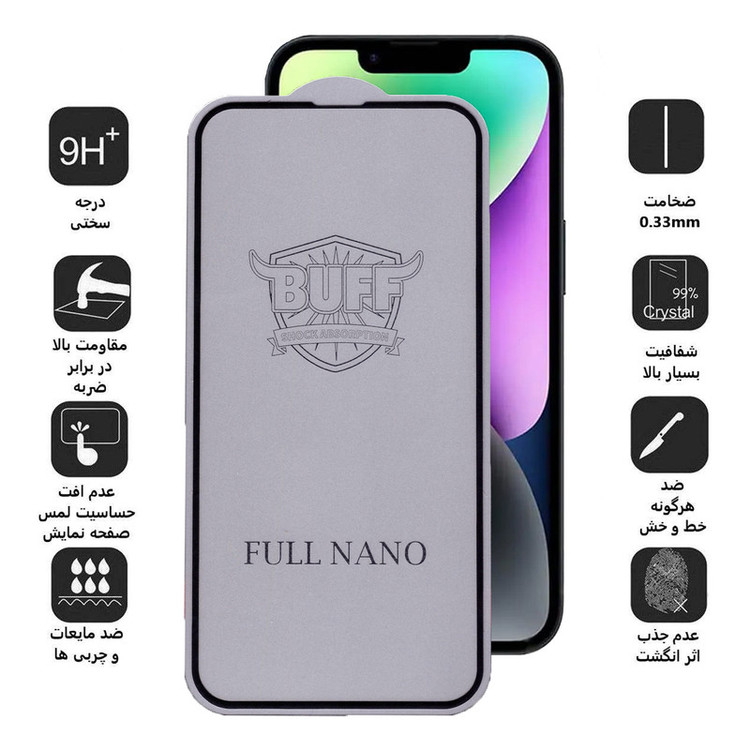 محافظ صفحه نمایش بوف مدل Full Nano-G مناسب برای گوشی موبایل اپل Iphone 14