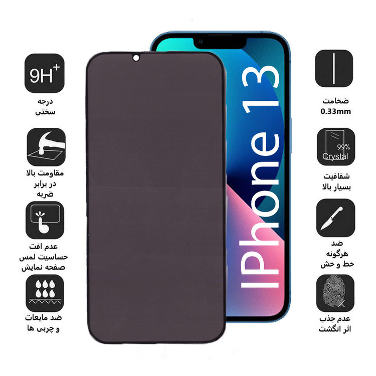 محافظ صفحه نمایش حریم شخصی بوف مدل Privacy-Pro مناسب برای گوشی موبایل اپل Iphone 13