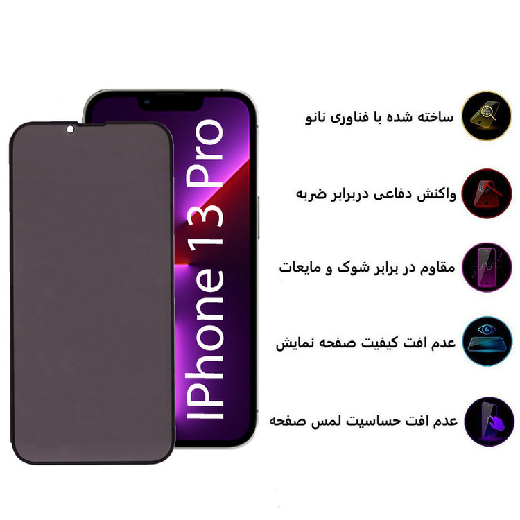 محافظ صفحه نمایش حریم شخصی بوف مدل Pr33 مناسب برای گوشی موبایل اپل Iphone 13 Pro