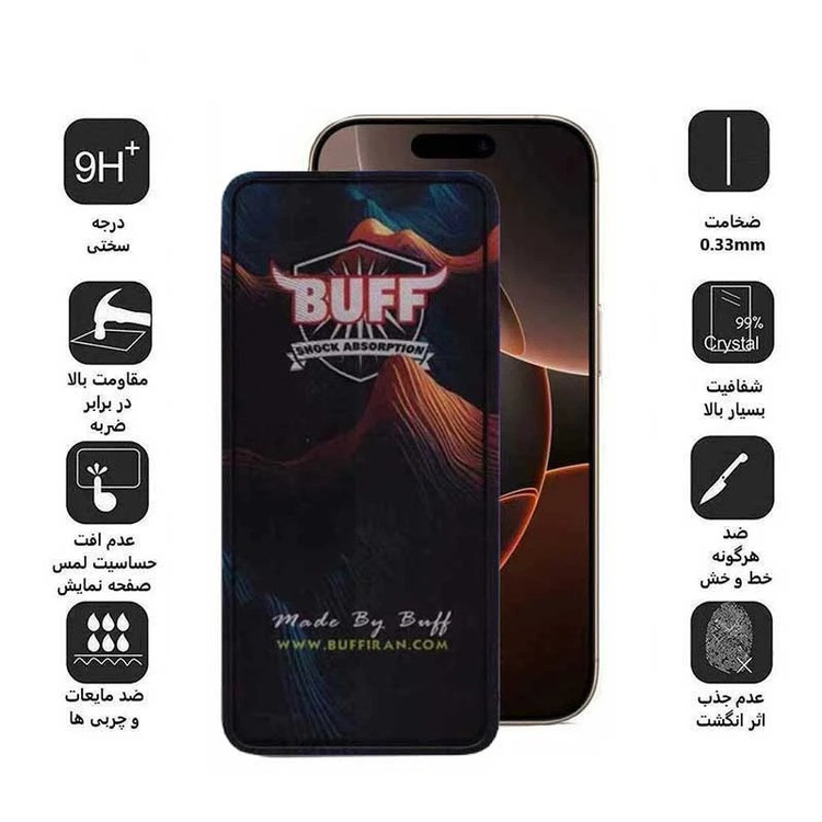 محافظ صفحه نمایش 5D بوف مدل 5D Mountain-Guarantee مناسب برای گوشی موبایل اپل iPhone 15 Pro