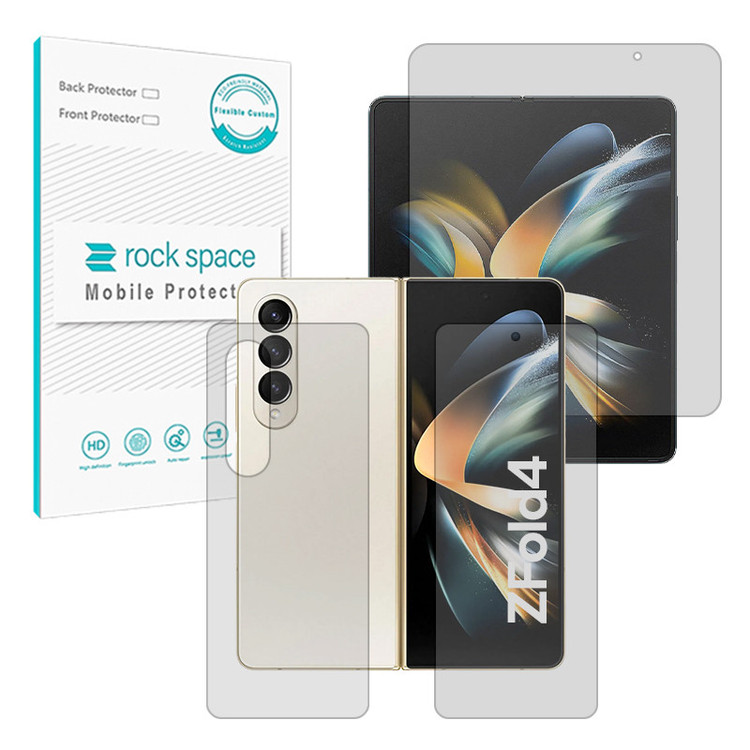 محافظ صفحه نمایش شفاف راک اسپیس مدل Resistant مناسب برای گوشی موبایل سامسونگ Galaxy Z Fold 4 به همراه محافظ پشت گوشی