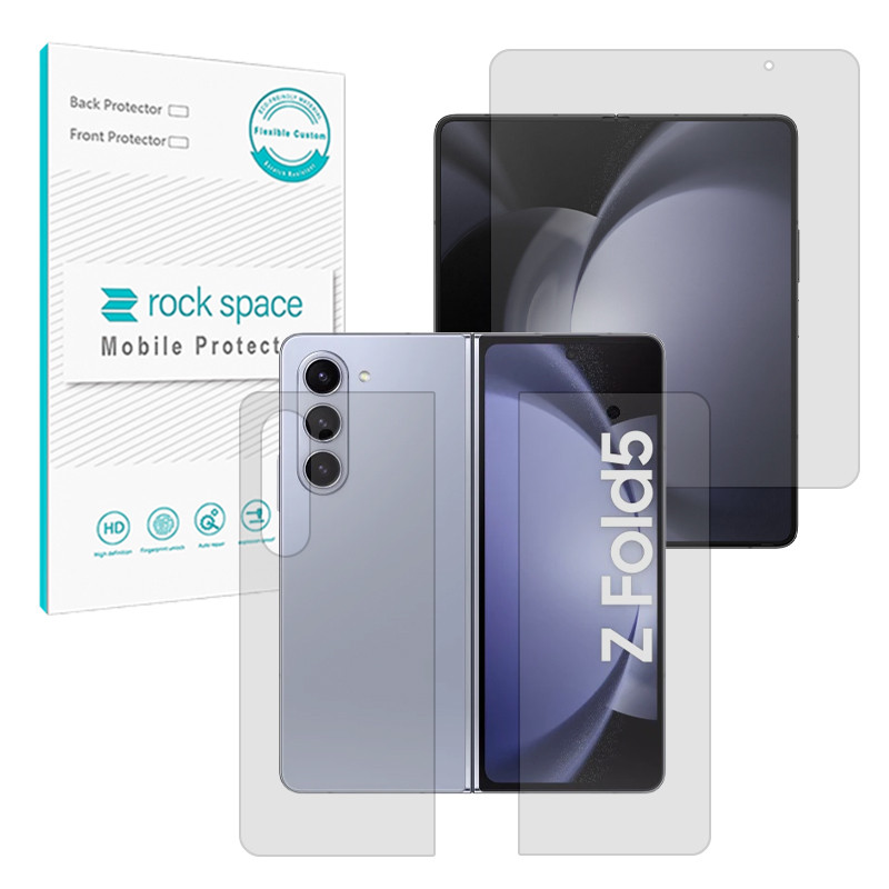 محافظ صفحه نمایش شفاف راک اسپیس مدل Resistant مناسب برای گوشی موبایل سامسونگ Galaxy Z Fold 5 به همراه محافظ پشت گوشی