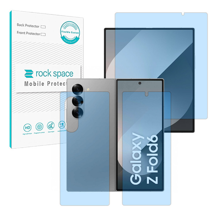 محافظ صفحه نمایش آنتی بلو راک اسپیس مدل Eye Care مناسب برای گوشی موبایل سامسونگ Galaxy Z Fold 6 به همراه محافظ پشت گوشی