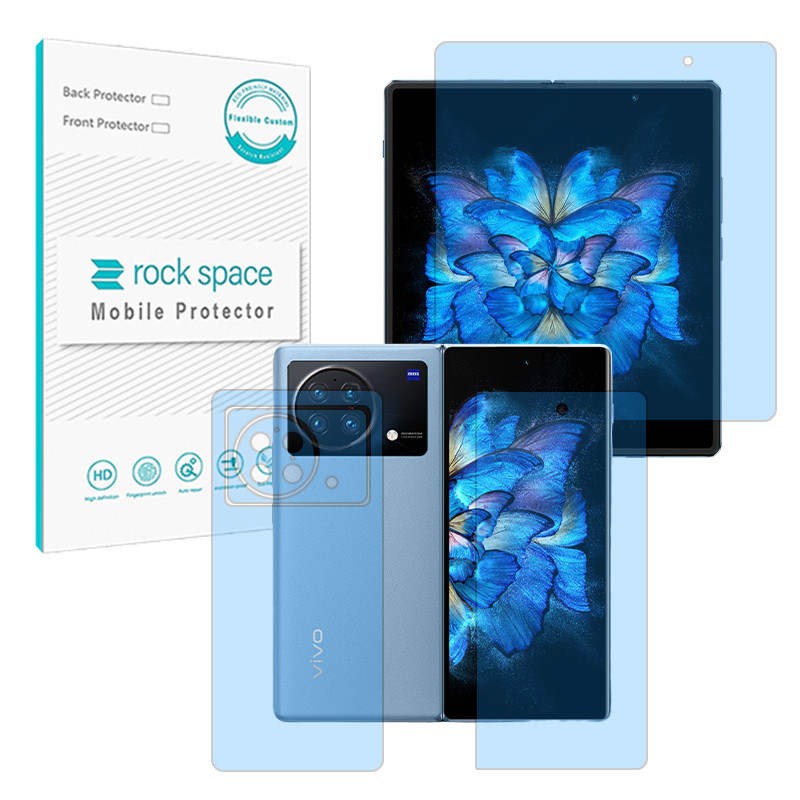 محافظ صفحه نمایش ضداشعه آبی راک اسپیس مدل Eye Care مناسب برای گوشی موبایل ویوو X Fold به همراه محافظ پشت گوشی