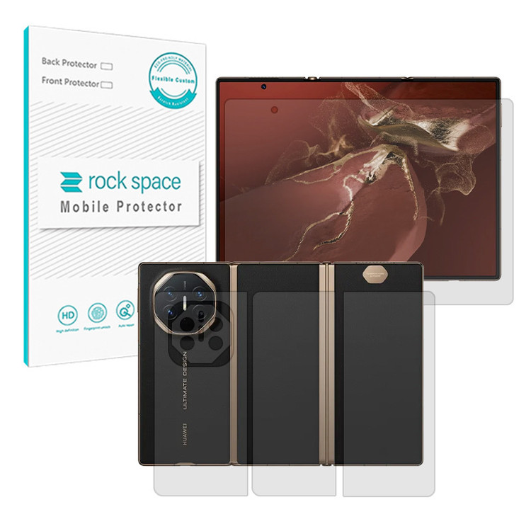 محافظ صفحه نمایش شفاف راک اسپیس مدل Resistant مناسب برای گوشی موبایل هوآوی Mate XT Ultimate به همراه محافظ پشت گوشی