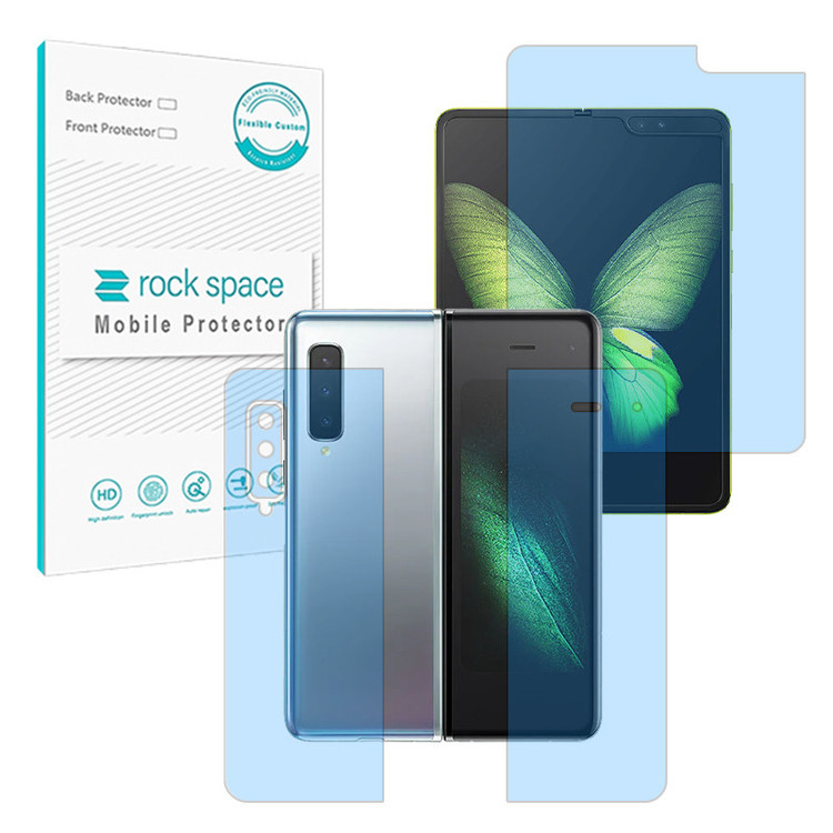 محافظ صفحه نمایش ضداشعه آبی راک اسپیس مدل Eye Care مناسب برای گوشی موبایل سامسونگ Galaxy Fold به همراه محافظ پشت گوشی