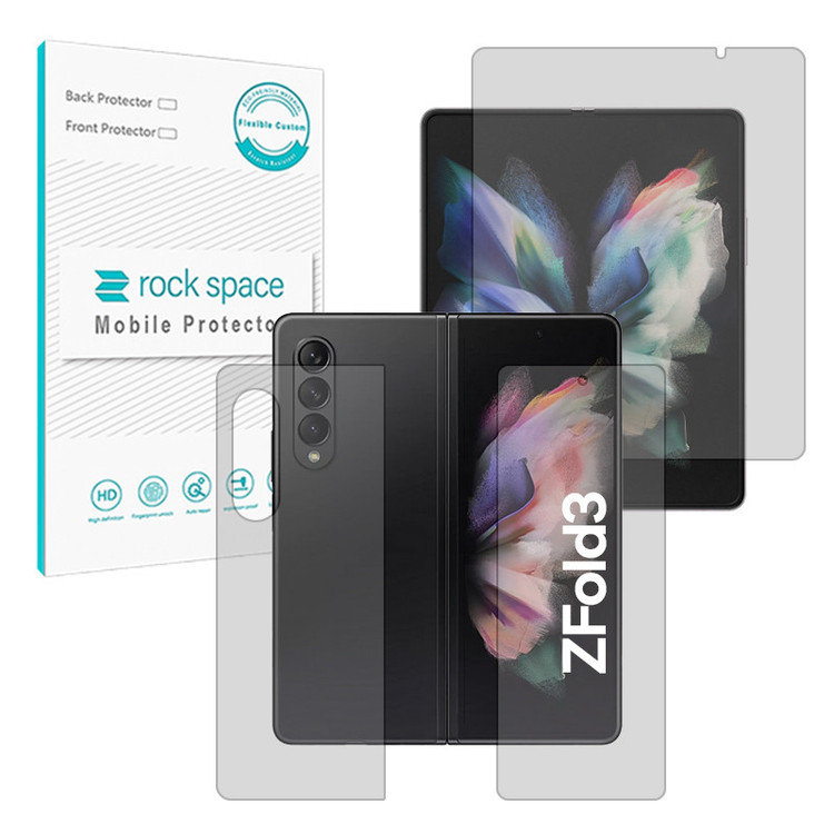 محافظ صفحه نمایش مات راک اسپیس مدل Resistant مناسب برای گوشی موبایل سامسونگ Galaxy Z Fold 3 به همراه محافظ پشت گوشی