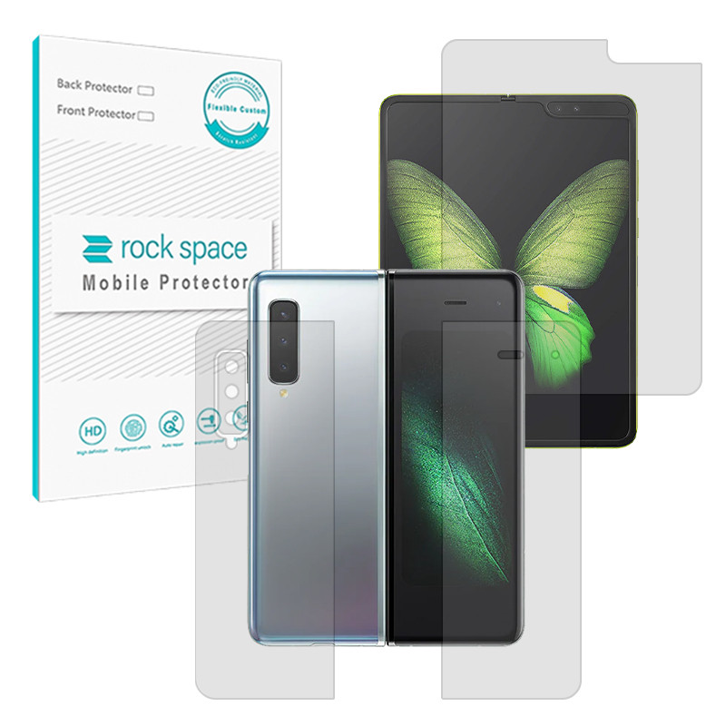 محافظ صفحه نمایش شفاف راک اسپیس مدل Resistant مناسب برای گوشی موبایل سامسونگ Galaxy Fold به همراه محافظ پشت گوشی