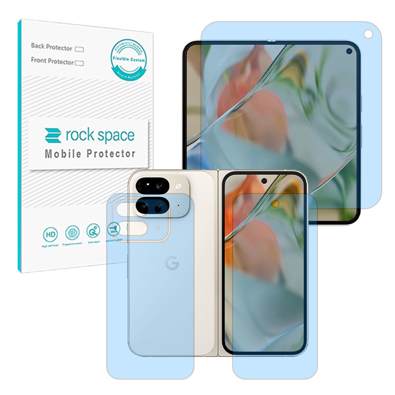 محافظ صفحه نمایش بلوکات راک اسپیس مدل Eye Care مناسب برای گوشی موبایل گوگل Pixel 9 Pro Fold به همراه محافظ پشت گوشی