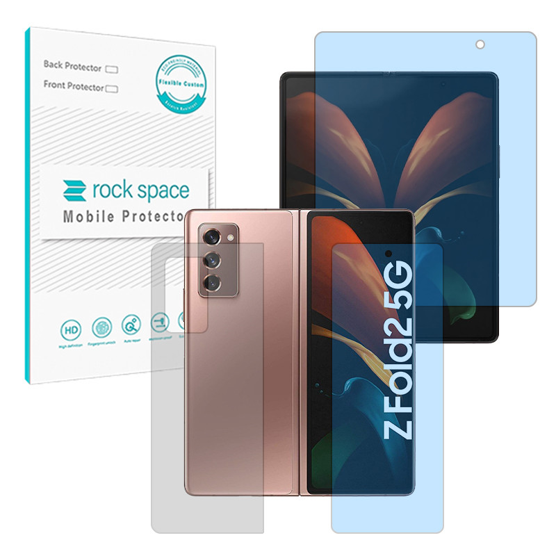 محافظ صفحه نمایش ضداشعه آبی راک اسپیس مدل Eye Care مناسب برای گوشی موبایل سامسونگ Galaxy Z Fold 2 به همراه محافظ پشت گوشی